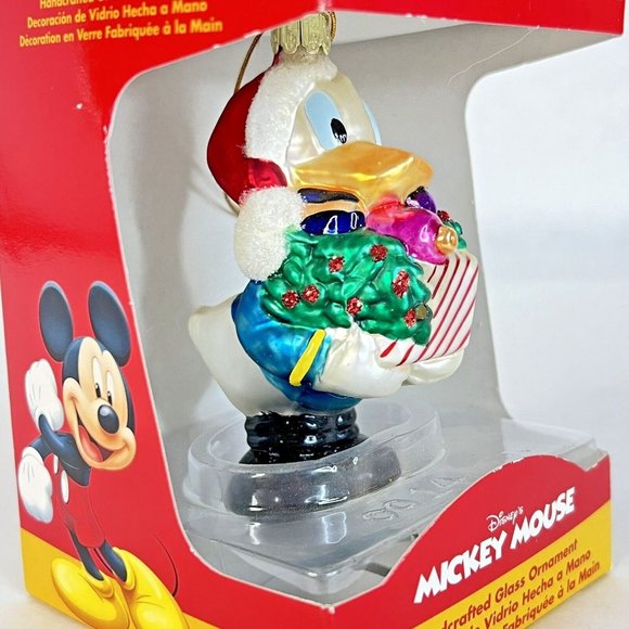 Santas Best Disney Donald Duck Christmas Ornament Handcrafted Glass New In Box - Picture 2 of 8